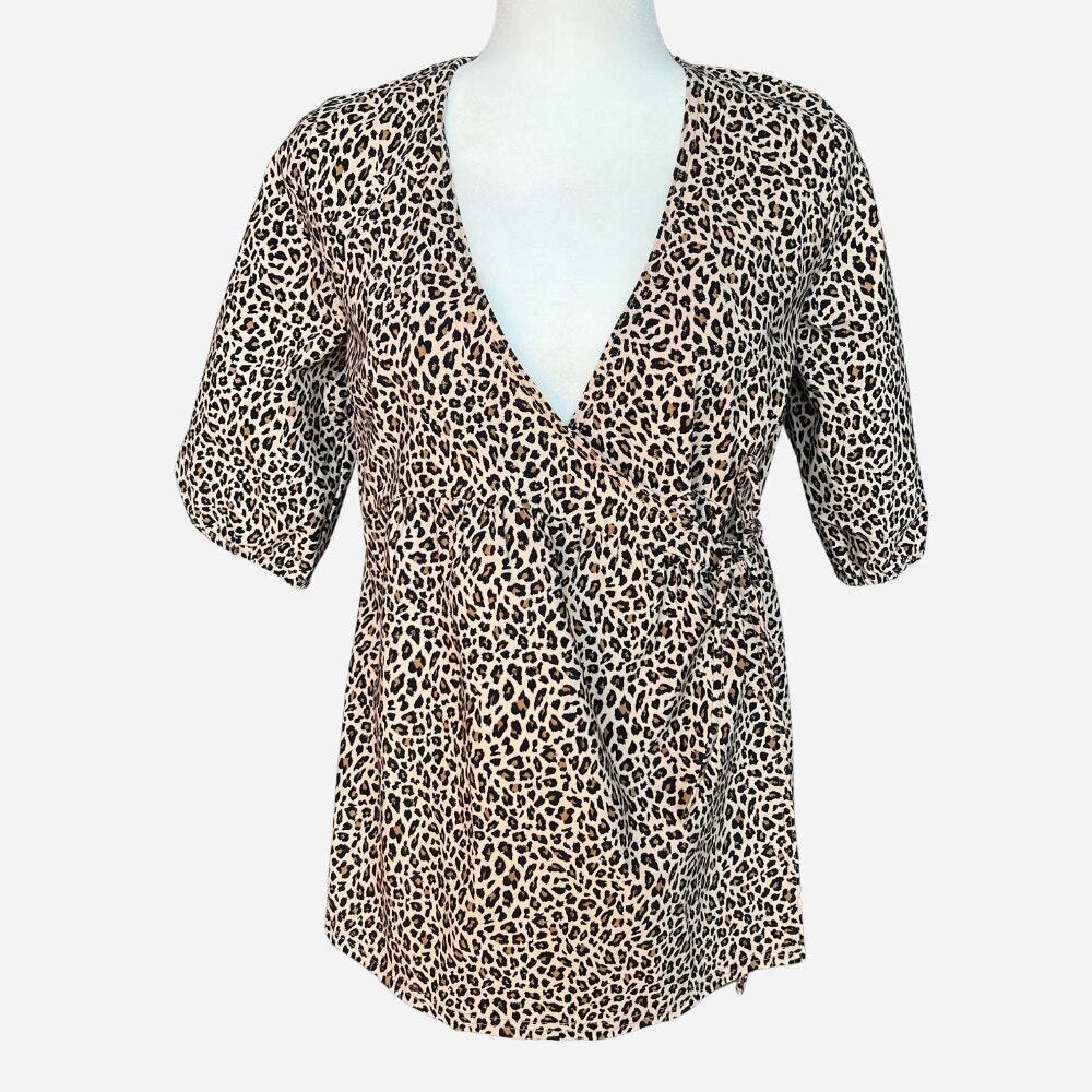 Topshop Maternity Leopard Wrap Top Size‎ 6 NWT Adjustable Tie